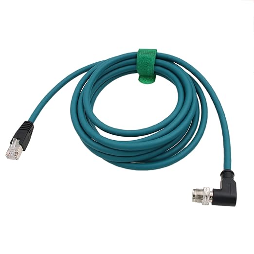 Ethernet Cable for Keyence IV3 SR5000 Cognex DataMan 260 280 380 370 470 580 Barcode Reader Sensor, 8 Pin X-Coded Angled M12 to RJ45 Shielded 3m