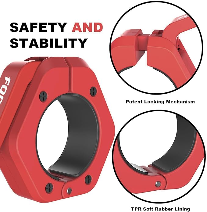 Magnetic Barbell Clamps 2 Inch Olympic – Quick Release Barbell Collars with Anti-Slip TPR Lining | Heavy Duty Weight Clips for Bars for Pro Gym Equipment