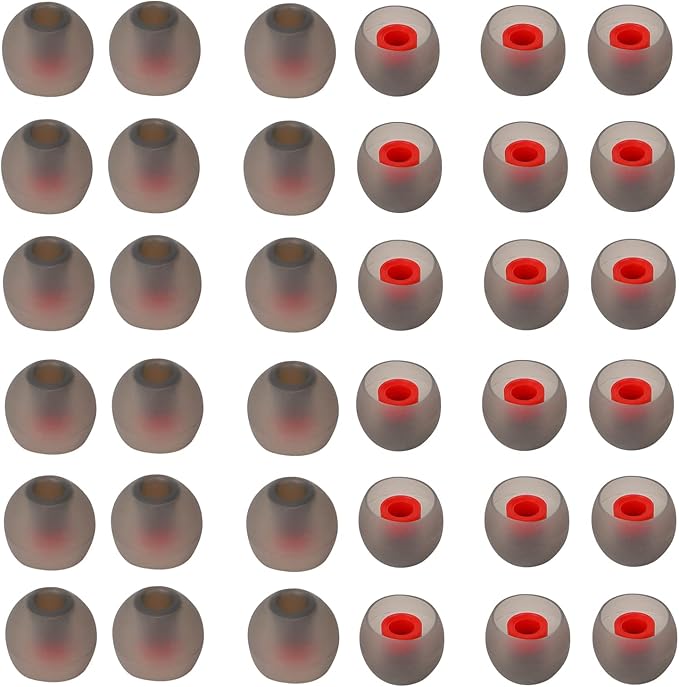 36 Pieces Medium Earbud Tips Soft and Comfortable Ear Bud Replacement Pieces Silicone Fit Most in-Ear Headphones,Inner Hole 3.8mm -5.5mm,Medium Black and Red Earbud Replacement Tips