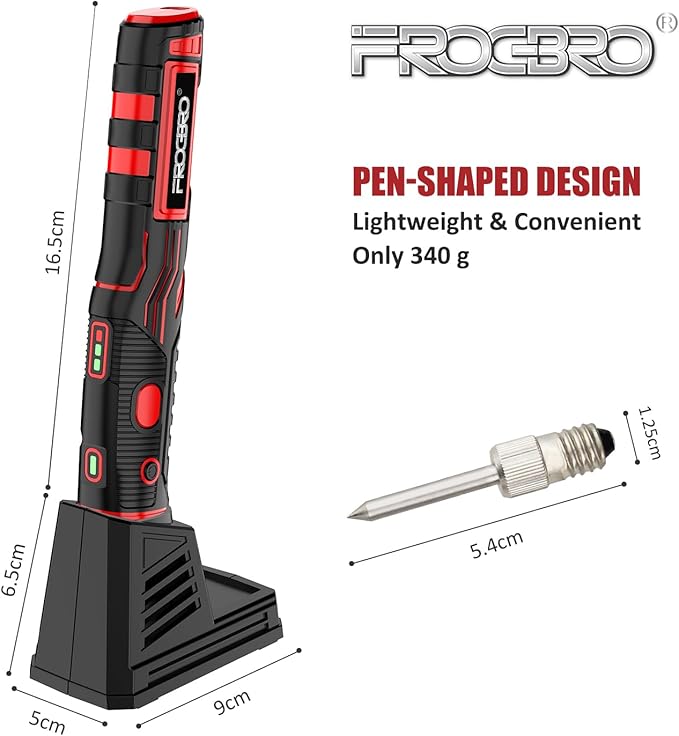 FrogBro Upgrade 11W 2500mAh Cordless Soldering Iron Kit, Max 968℉ Fast Heating Portable, USB Rechargeable High Capacity with Touch Sensor & LED Spotlight