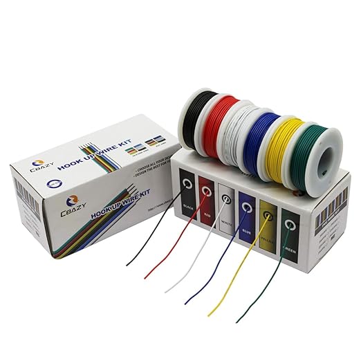 Hook up Wire Kit (Stranded Wire Kit) 26 Gauge 6 Colors 32.8 feet Each Electrical Wire 26 AWG PVC Wire