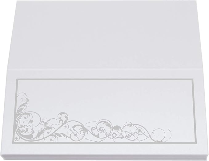 Scribble Vintage Swirl Place Cards, Silver (Choose Color), Set of 60, Pre-cut and Scored - Wedding, Party, Dinner, and Special Events - Made in the USA