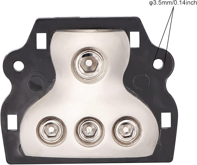 3 Way Power Distribution Block 1x 0 Gauge in 3X 4 Gauge Out Amp Power Distribution Ground Distributor Connecting Block for Car Amplifier Audio Splitter,2Pcs
