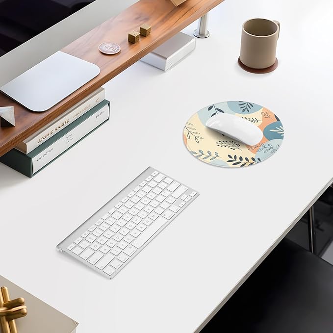 ITNRSIIET Mouse Pad Non-Slip Rubber Base Smooth Surface Stitched Edges Waterproof Durable Compatible with All Mice for Office & Gaming, Desk Accessory, Diameter 8.7 inch, VividFoliage