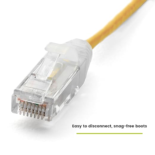 TRUECABLE Cat6 Component Rated Patch Cable, Unshielded (U/UTP), 2ft, Yellow, 28AWG Solid Copper, Snagless 10G High-Speed Ethernet Cable, PoE++ 4PPoE 100W, UL Listed, RoHS-3, 1 Pack