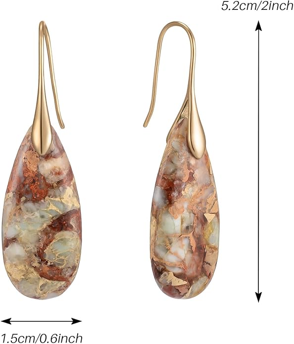 SELOVO Stone Fishhook Dangle Drop Earrings Statement Earrings for Women Stone