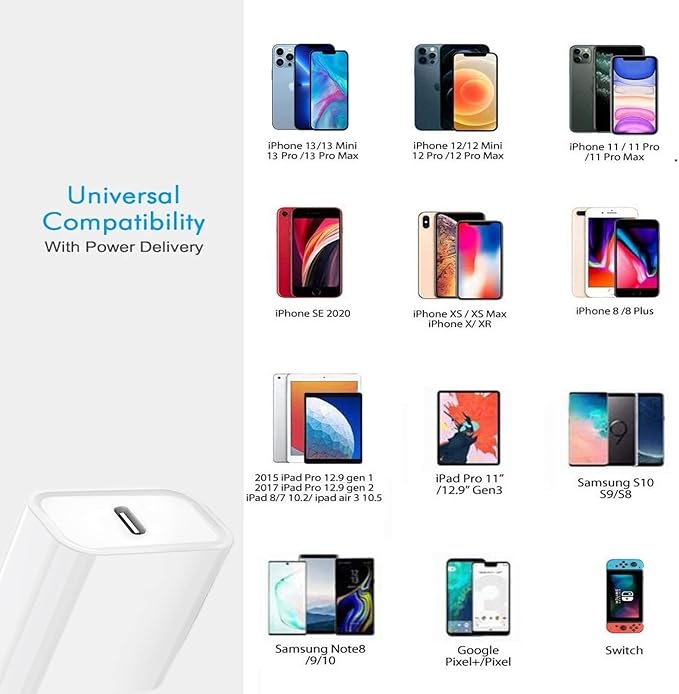 iPhone 15 14 13 Charger Block,20W PD USB C Charger iPhone Fast Charger Plug Type C Wall Charger,PD Durable USB-C Power Delivery Adapter Box Compatible with iPhone 15/15 Pro Max/14/13 Mini/12/11,iPad