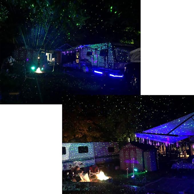 Poeland Garden Lights Moving Laser Christmas Lights Firefly Star Projector for Home and Garden Blue/Green