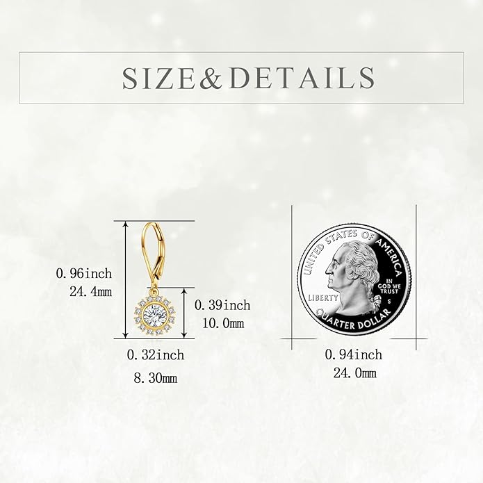 DOVRAN 10K 14K Solid Gold Leverback Earrings for Women Real Yellow Gold Filigree Dangle Earrings Trendy Jewelry Birthday Christmas Gifts for Wife Mom