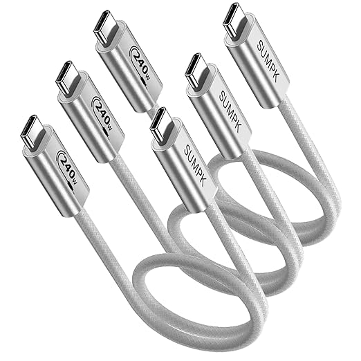 240W USB C to USB C Cable 2FT, Short USBC to USBC Cable, Compatible with iPhone 16/16 Pro/16 Plus/16 Pro Max, iPad MacBook Pro/Air, Samsung Galaxy S23 S22 S21 S20 Note 20
