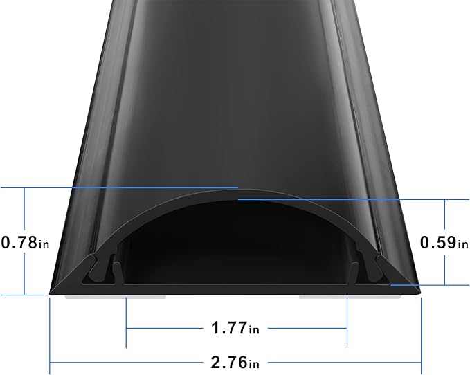 Cord Cover Floor 34in (2 x L17in), Large Capacity Floor Cable Cover, Hard PVC Cord Hider, Wire Cable Management Raceway, Black, Cord Cavity - 1.8"(W) x 0.6"(H)