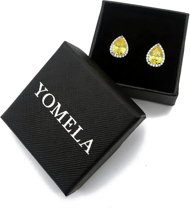 YOMELA Cubic Zirconia Earrings Studs, Halo CZ Birthstone Simulated Diamond Stud Earrings for Women
