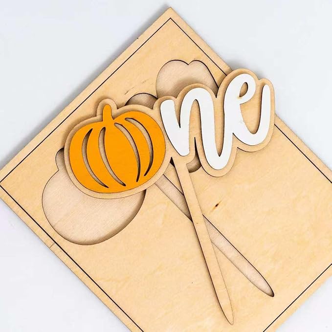Pumpkin One Cake Topper - First Fall Harvest Theme Party Decoration, Halloween 1st Birthday Party Decoration, First Birthday Party Cake Smash Topper,Fall Thanksgiving Party Supplies