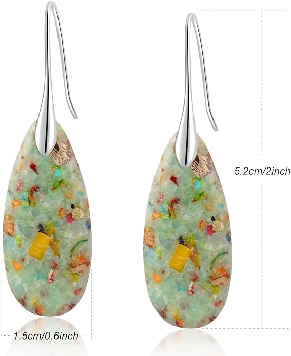 Natural Healing Stone Fishhoop Dangle Drop Earrings Statement Gold silver earrings