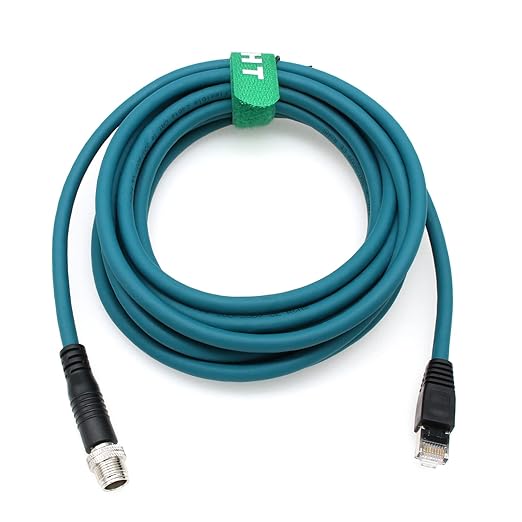 Ethernet Cable 8 Pin X-Coded M12 RJ45 for Keyence IV3 Baumer Datalogic Basler Cognex is 2000 9000 8000 DM 260 Vision Camera Sensor Reader 15M