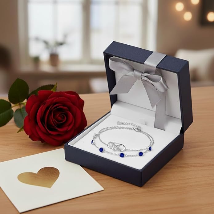Prismata Infinity Birthstone Charm Link Bracelet 925 Sterling Silver Adjustable 12 Months Birthstone Infinity Bracelet Birthday Jewelry Gifts for Women Mom Her,with 7"+2" chain