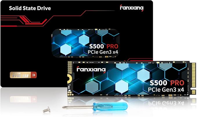 S500 Pro 256GB NVMe SSD M.2 PCIe Gen3x4 2280 Internal Solid State Drive, SLC Cache 3D NAND TLC, Up to 3200MB/s, Compatible with Laptop and PC Desktops(Black)