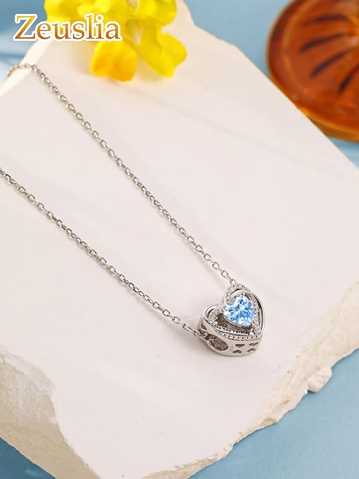Heart Birthstone Charms for Bracelets, 925 Sterling Silver Women Bead Charms for Charm Bracelets Necklace, Mother's Day Birthday Anniversary Jewelry Gifts for Wife Mom Grandma Daughter