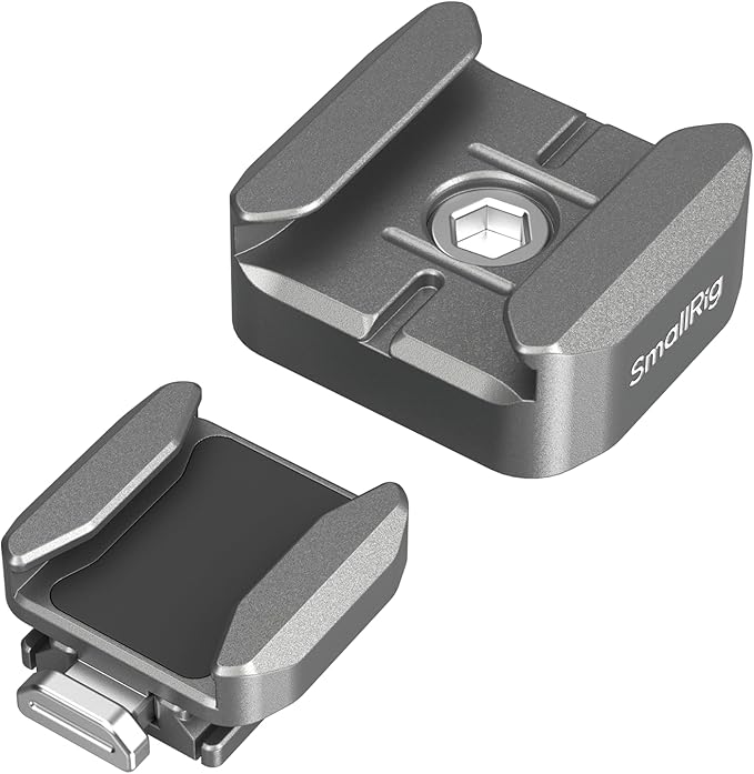 SmallRig HawkLock H18 Quick Release Support with Cold Shoe, Dual-Direction QR-Slide Cold Shoe Mount with Anti--Drop Pin & Silicone Pad, Load up to 1.8lb for LED Video Light, Microphone - 4500