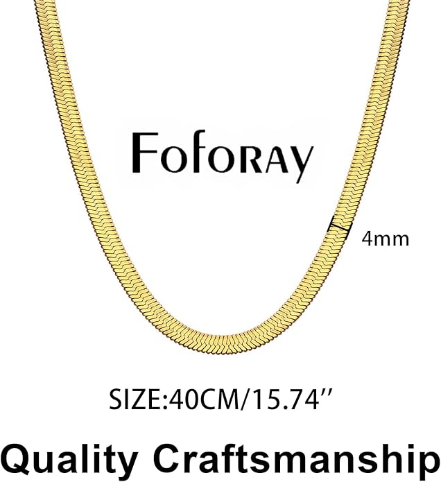 Fashion Necklace, White Gold and 18K Gold Plated Necklaces, Snake Chain, Rope Chain.Best Gift for Woman(16-18in)