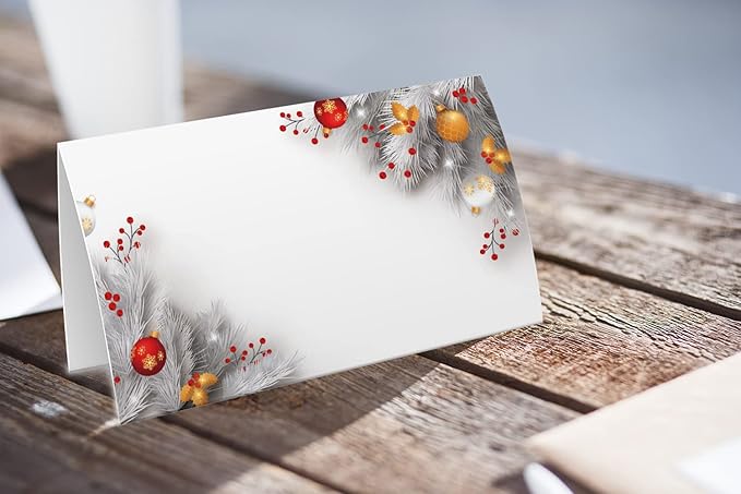 FZ-a51 Christmas Food Tent Labels (25 pack) - Table Place Cards, Perfect for Banquet, Buffet Food Label, Christmas Party