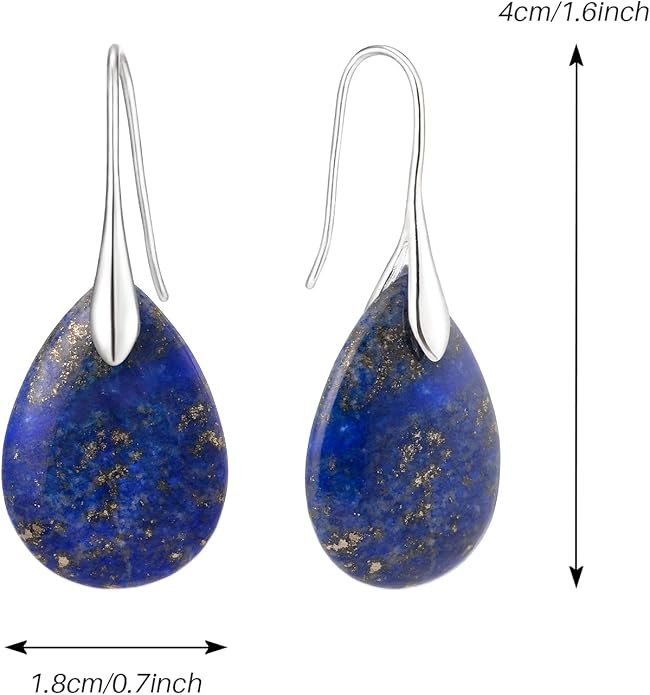 SELOVO Agate Teardrop Stone Grey Drop Earrings Fishhook Dangle Earrings for Women