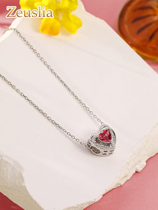 Heart Birthstone Charms for Bracelets, 925 Sterling Silver Women Bead Charms for Charm Bracelets Necklace, Mother's Day Birthday Anniversary Jewelry Gifts for Wife Mom Grandma Daughter
