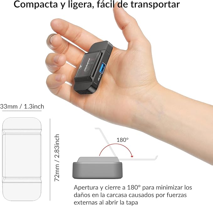 6-in-1 SD/TF Card Reader Adapter with USB A & Type C Port & USB 3.0 Slots for Micro SD/SDHC/SDXC/MMC Memory Cards, Compatible with PC, MacBook, Chromebook, Android Phone, i-Phone