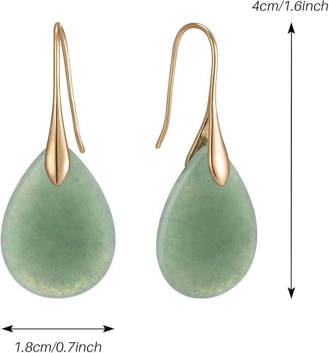 SELOVO Agate Teardrop Stone Grey Drop Earrings Fishhook Dangle Earrings for Women