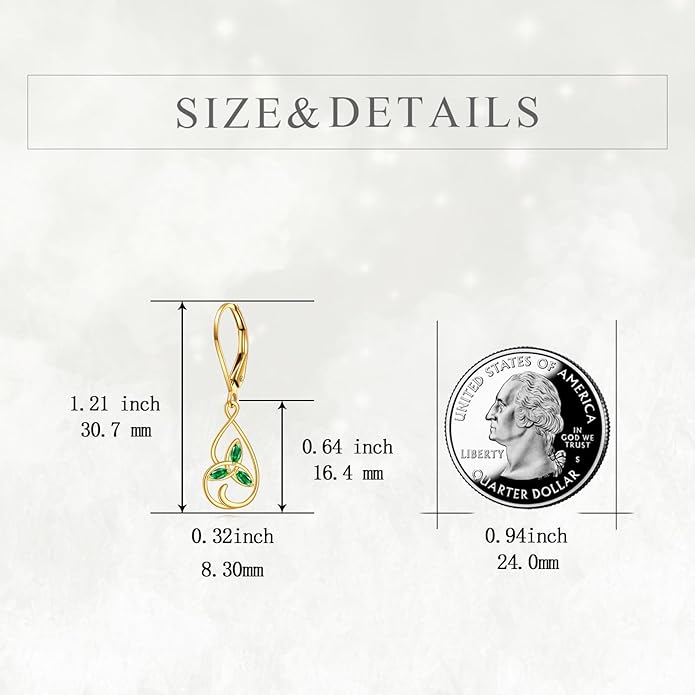 DOVRAN 10K 14K Solid Gold Leverback Earrings for Women Real Yellow Gold Filigree Dangle Earrings Trendy Jewelry Birthday Christmas Gifts for Wife Mom