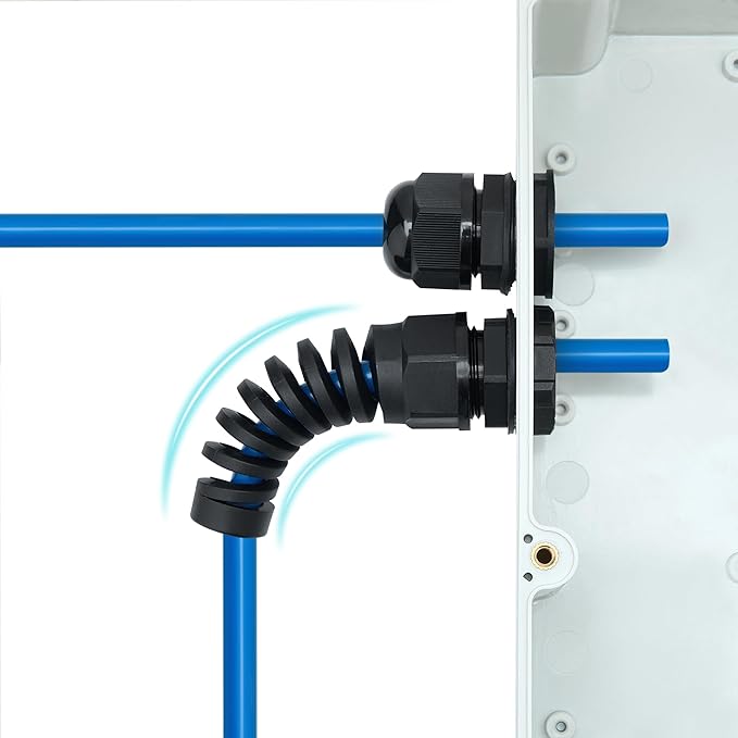 20 Pcs Waterproof Cable Gland, PG7 Thread(3-6.5mm), Made of PA66 Material,waterproof wire grommet Strain Relief Cord Connectors,Suitable for Various Electrical Installations