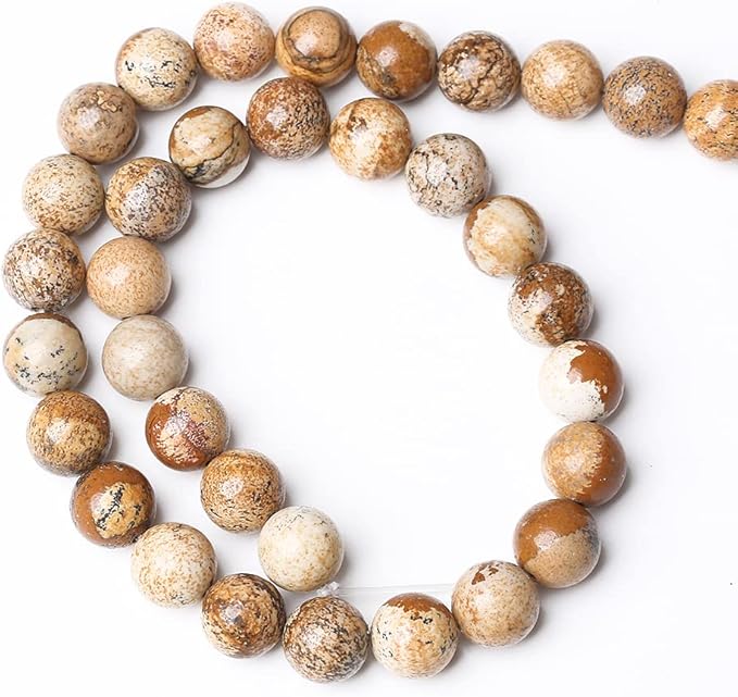 4mm 90pcs Natural Picture Jaspers Stone Beads Round Smooth Gemstones Loose Spacer Beads for Jewelry Making DIY Necklaces Bracelets 15"(Picture Jasper Stone, 4mm)