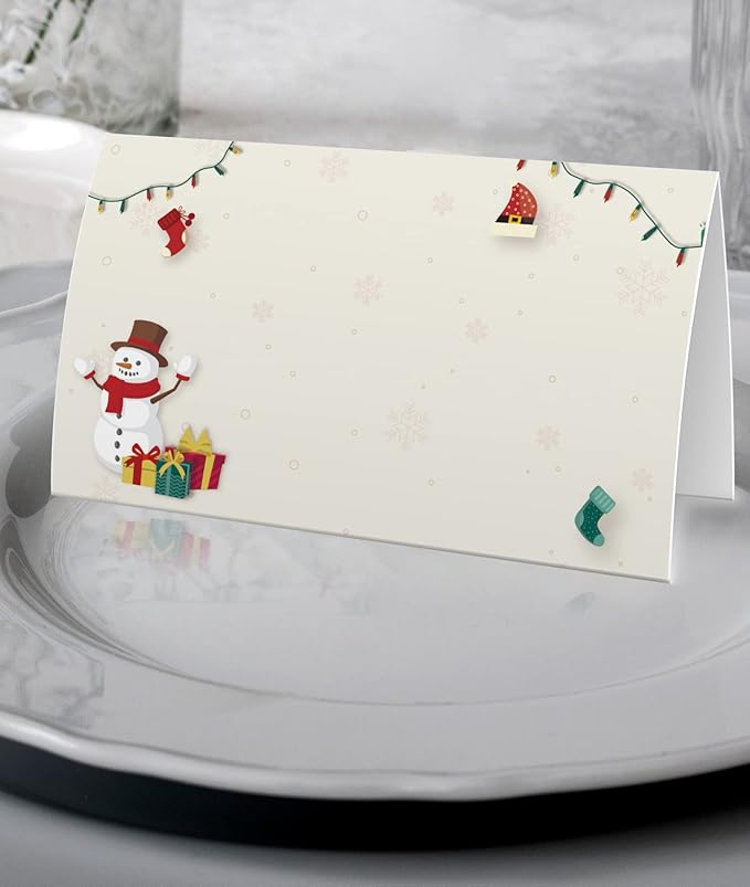 FZ-a87 Christmas Food Tent Labels (25 pack) - Table Place Cards, Banquet & Buffet Food Labels, Perfect for Christmas Parties