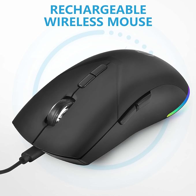Wireless Bluetooth Mouse, 2.4G and Bluetooth 5.2 Ergonomic Rechargeable USB Optical Mouse, 3 Adjustment DPI, 1600 DPI Dual Mode Silent Wireless Mouse for Mac,Laptop, PC, Windows.(Black)