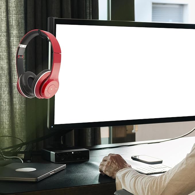 Angoily 20 Pcs Headphone Hook, Self Adhesive Plastic Computer Gaming Headset Hanger, Earphones Headset for PC Monitor Screen Edge, Desk Brackets Wall