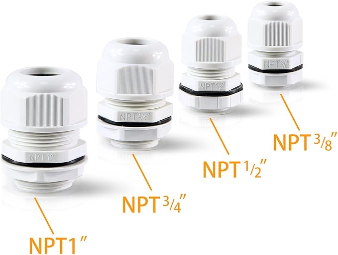 XHF 25 Pcs 3/8" IP68 Strain Relief Nylon Cord Grip Waterproof NPT Cable Glands Adjustable UL Listed and RoHS Compliant (Grey)