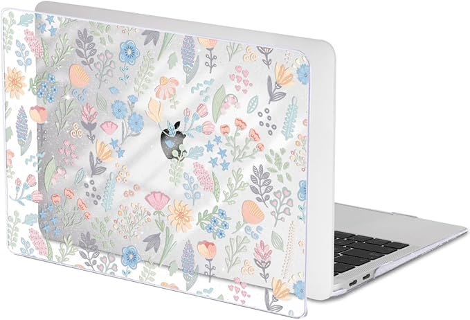 for MacBook Air 13 inch Case 2021 2020 2019 2018 Model M1 A2337 A2179 A1932 with Retina Display & Touch ID, Shiny Pattern Plastic Hard Shell Case Keyboard Skin Cover, Starry Sky Flowers