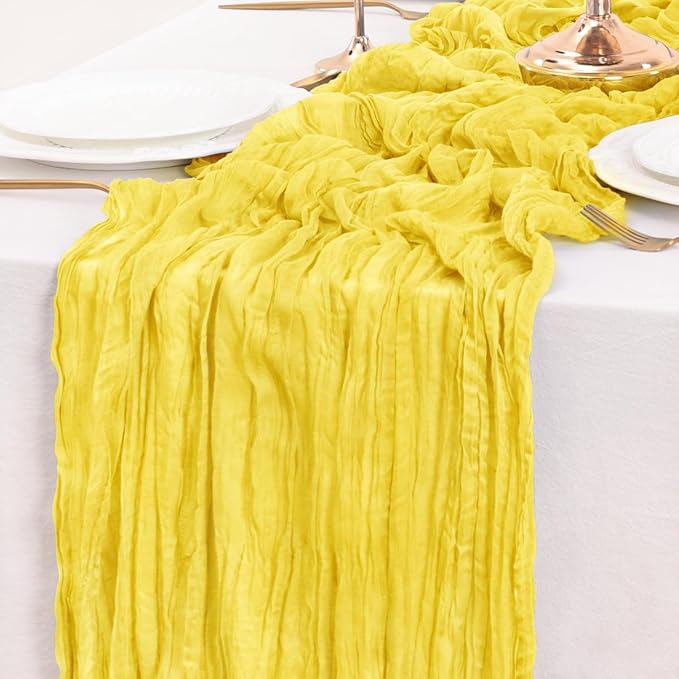 Yellow Table Runner Cheesecloth Table Runner 14FT Farmhouse Table Runners 160 Inches Fall Table Decor Dining Room Centerpiece Wedding Boho Baby Shower Birthday