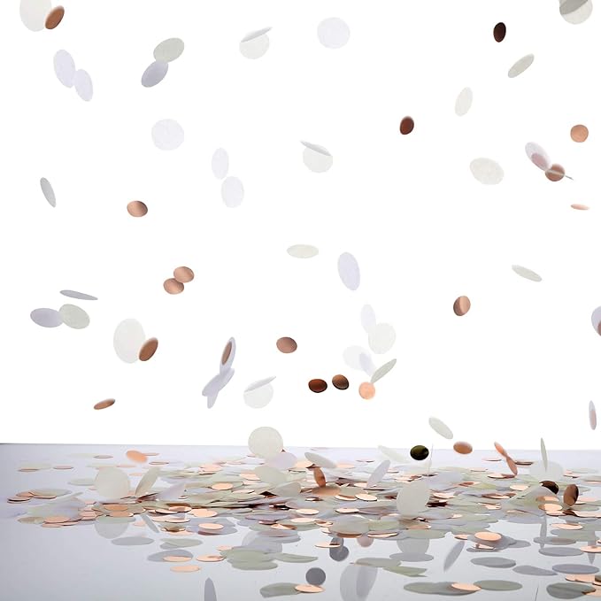 TecUnite Round Tissue Paper Table Confetti Dots for Wedding Birthday Party Decoration, 1.76 oz(White Ivory Champagne,2.5 cm)