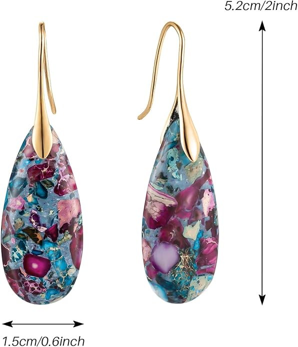 SELOVO Stone Fishhook Dangle Drop Earrings Statement Earrings for Women Stone