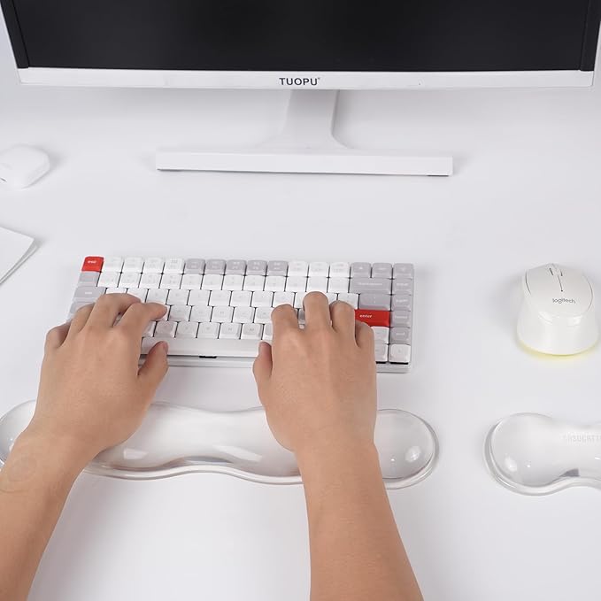 CASUCATTE-Clear Gel Wrist Rest for Keyboard - Super Non-Slip, Soft & Comfortable, Washable, Relieve Office or Gaming Wrist Pain