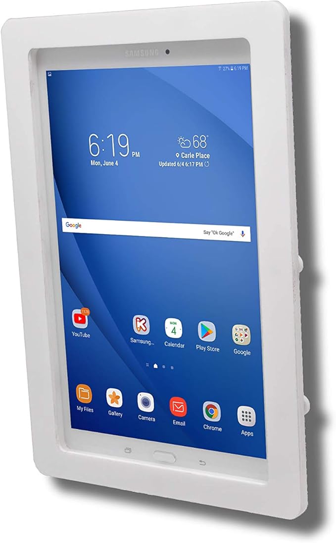TABcare Anti-Theft Acrylic VESA Enclosure for Galaxy TAB A 8" 2019 Tablet with Free Wall Mount Kit & 90-Degree Angle Micro USB Charge Cable (TAB A 8.0 2019 SM-T290, White)