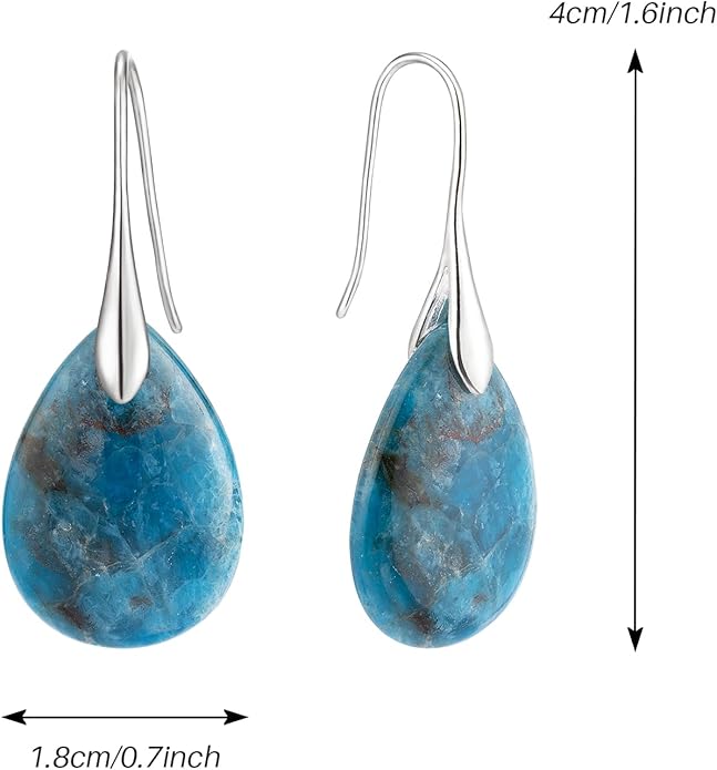 SELOVO Agate Teardrop Stone Grey Drop Earrings Fishhook Dangle Earrings for Women