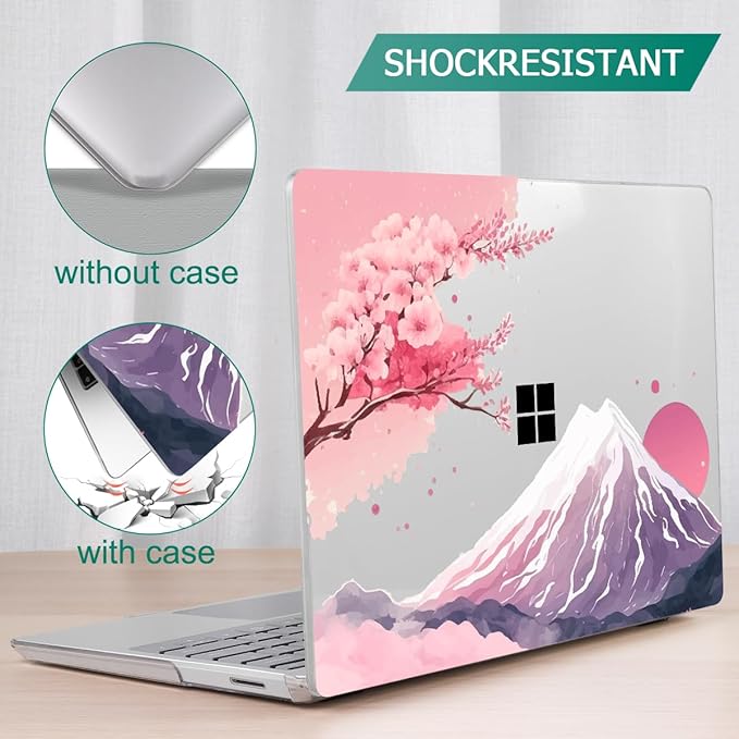 Tuiklol Case for 15 Inch Microsoft Surface Laptop 5/4/3 2022-2020, Model 1979/1953/1872/1873 Hard Shell Cover, Keyboard Cover+Screen Protector+Dust Plugs,Mountain and Tree