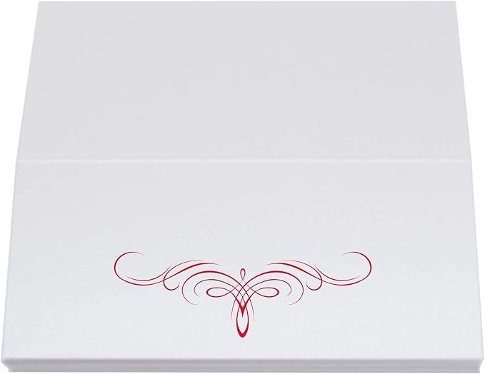Decadent Flourish Place Cards, Ruby Red (Choose Color), Set of 25, Pre-cut and Scored - Wedding, Party, Dinner, and Special Events - Made in the USA