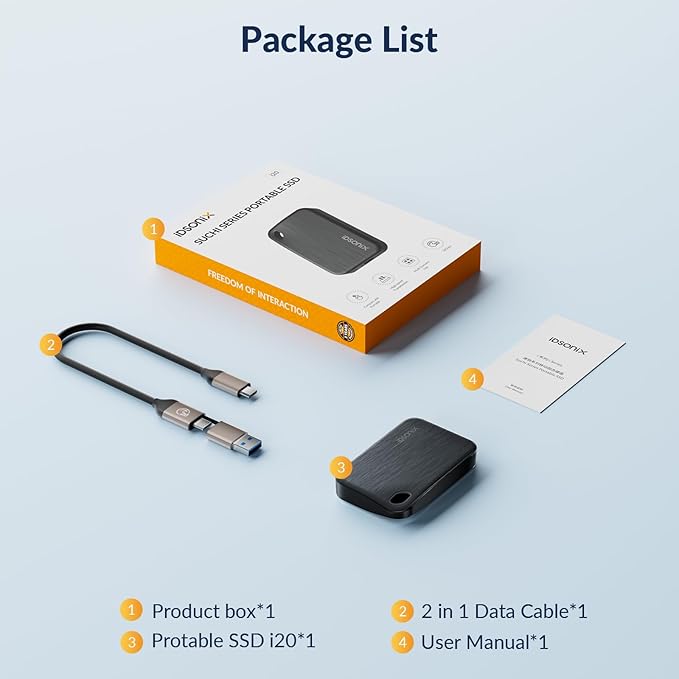 iDsonix 2TB External SSD, Portable Hard Drive USB 3.2 GEN 2x2 up to 2000MB/s, Portable SSD USB C External Solid State Drive for Xbox, PS5, PC, Laptop, Mac, Desktop, Tablet and Camera, i20