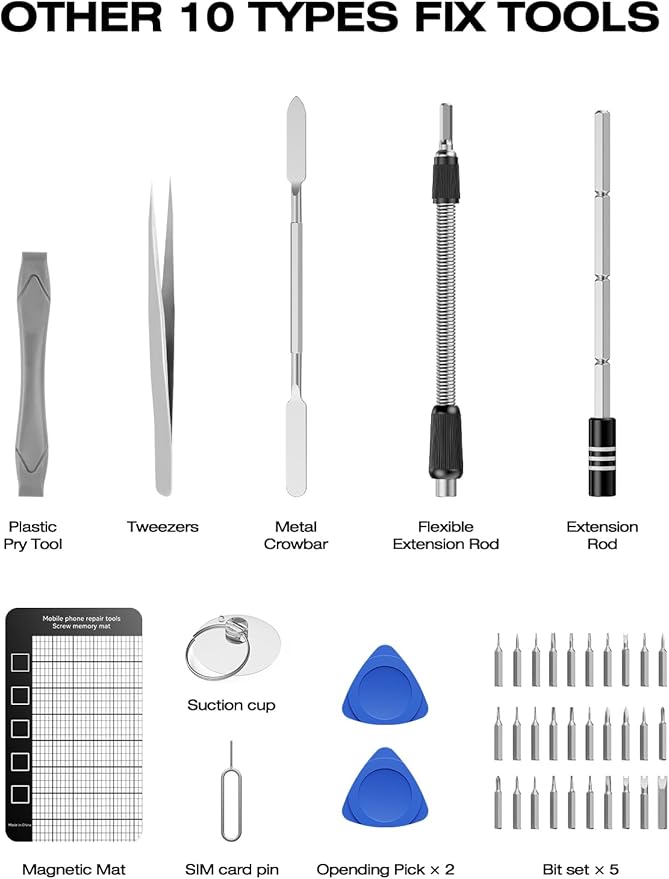 162-in-1 Mini Electric Screwdriver Set, SMOOTHARMOR Precision Cordless Power Screwdriver with 150 Magnetic Bits, 4 Torque Settings, Max 5N.m Manual, LED, Portable Repair Tool Kit for Laptop Watch PS5