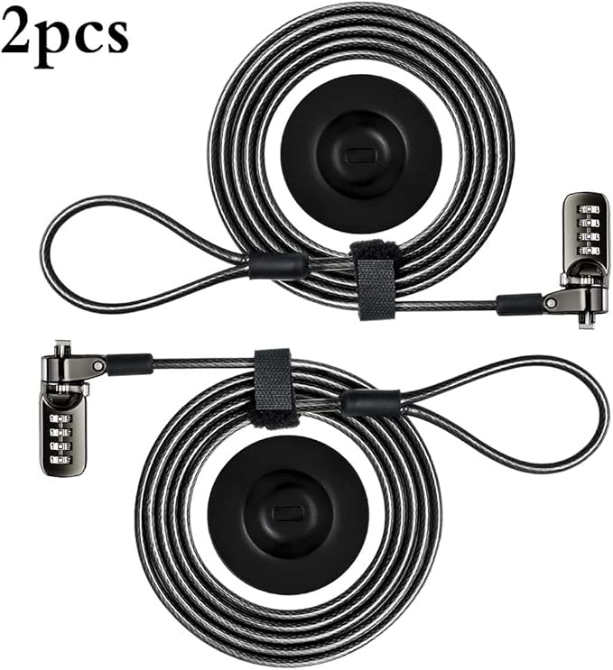 I3C Laptop Cable Lock 4 Digital Combination Lock Security Computer Cable Lock Anti Theft Combination Lock Compatible for Tablet Laptop (2 Packs)