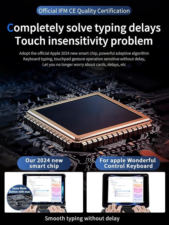 KARTICE Transparent 360 Keyboard Case with Wireless Keyboard for iPad Pro 13 2024 13 inch, Multi-Touch Trackpad, 7 Color Backlight, 360° Rotating Stand with Pencil Holder for iPad Pro 13