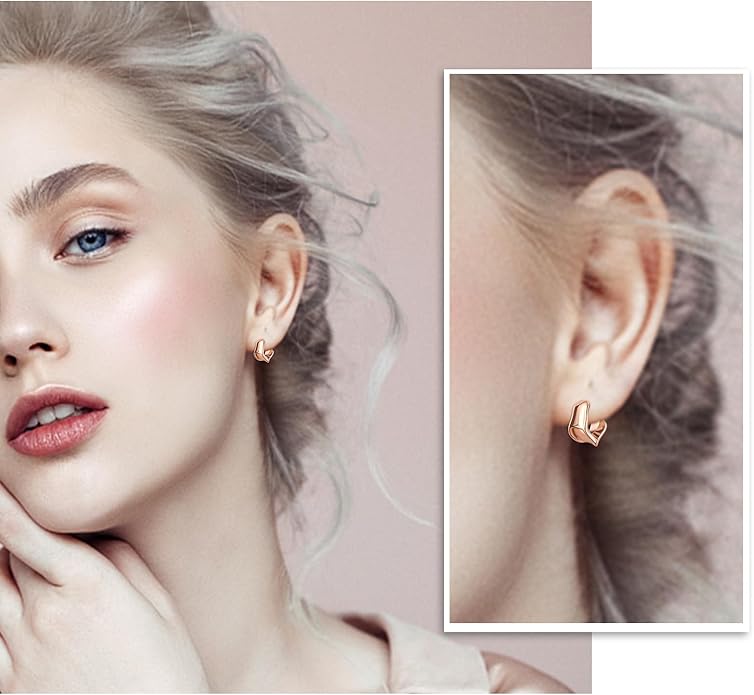 Chunky Gold Hoop Earrings for Women, 14K Gold/Silver Plated Statement Geometric Drop Dangle Earrings Trendy Knot Stud Hypoallergenic Fashionable Gift for Women